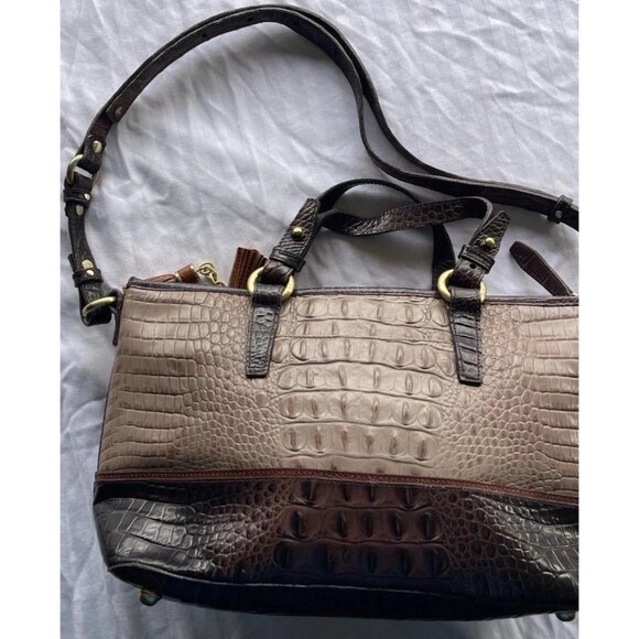 Brahmin Mercury Crescent Textured Leather Medium Asher Satchel Bag Purse - Picture 3 of 16
